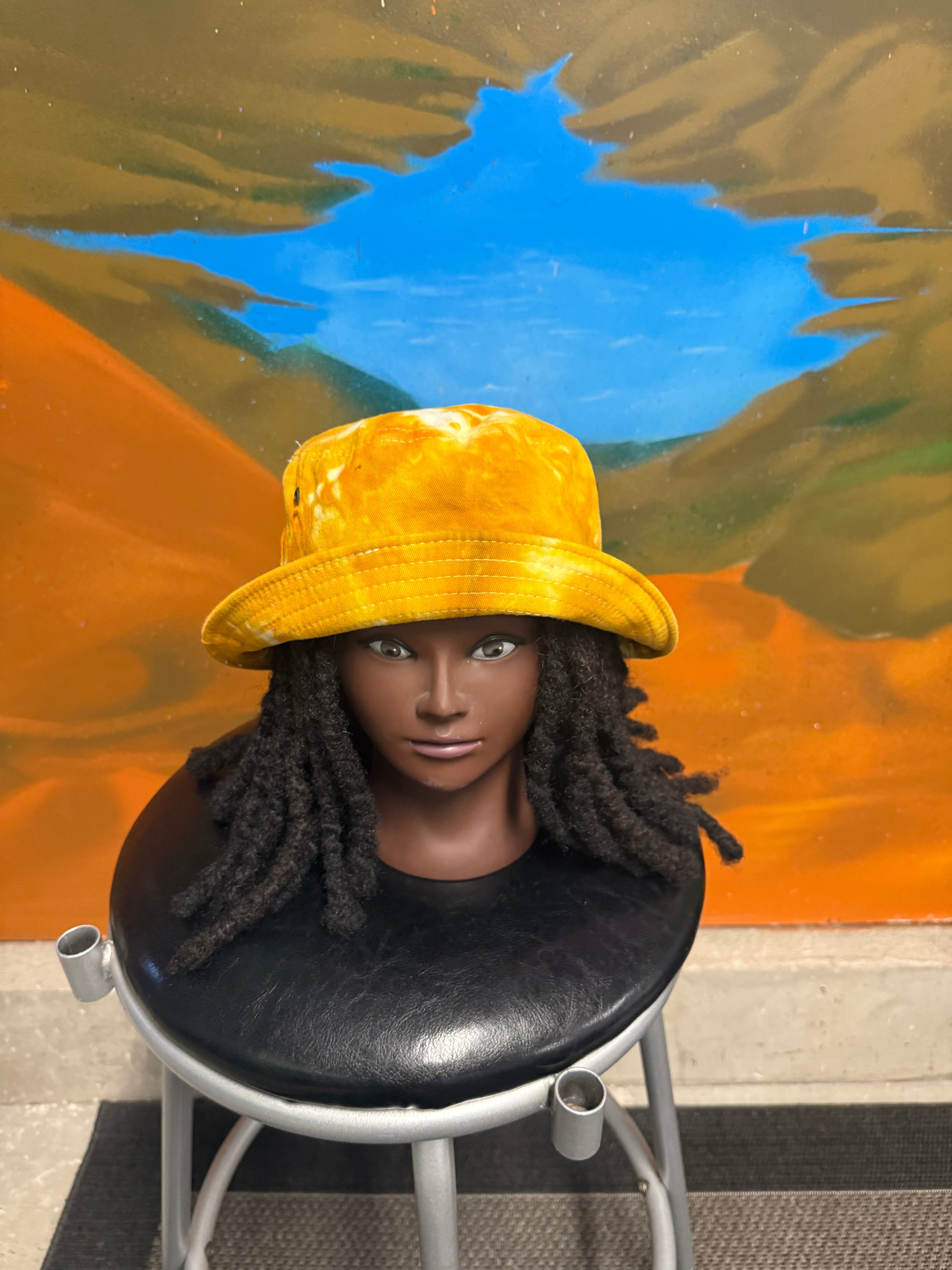 Bucket Hats with Eye Sty print.